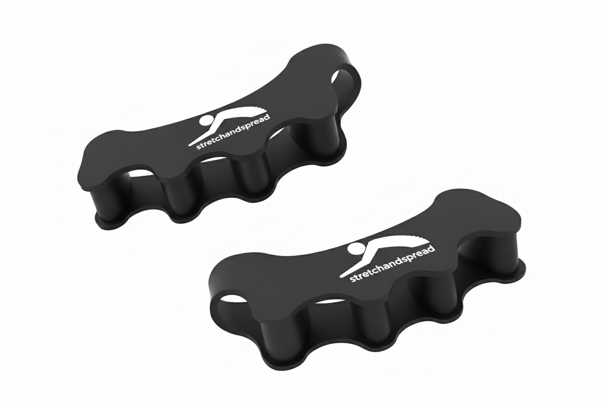 Toe spacers with centered white stretchandspread logo